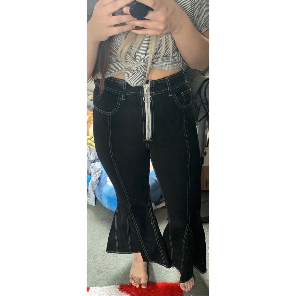 TOPSHOP Dree cropped kick flare jeans